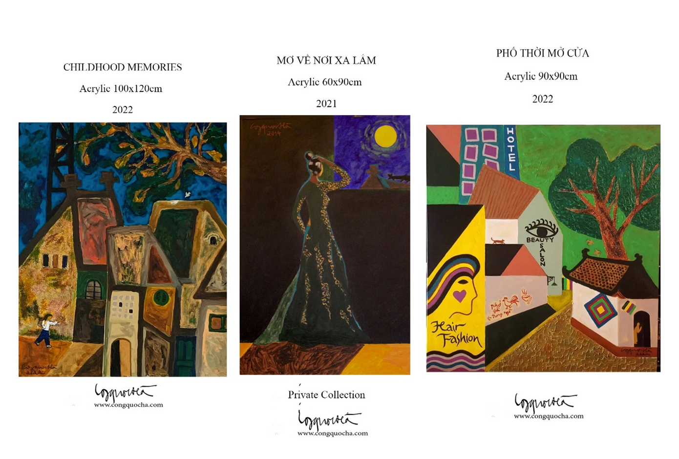 Những bức vẽ của họa sĩ Công Quốc Hà nổi bật là cảnh sắc con người, làng quê Việt Nam. Những bức vẽ của họa sĩ Công Quốc Hà nổi bật là cảnh sắc con người, làng quê Việt Nam.