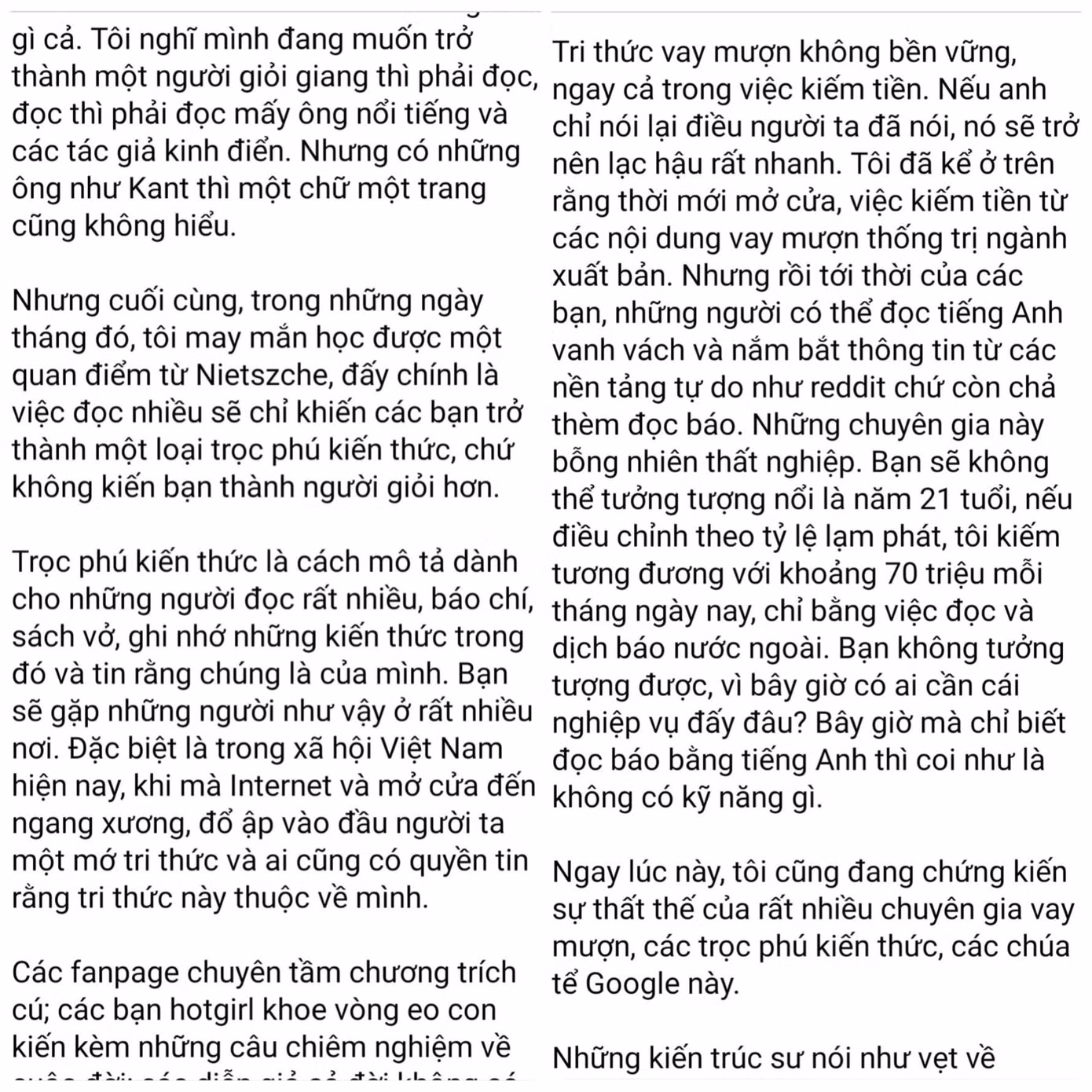 Nội dung bài phát biểu đã làm dấy lên nhiều luồng ý kiến tranh luận. Ảnh chụp màn hình.