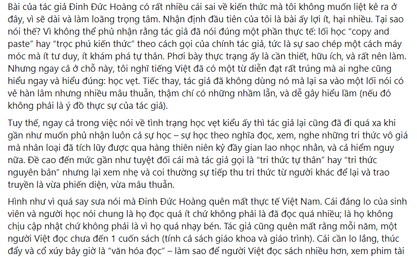 Nhiều ý kiến cho rằng, tác giả đã "phức tạp hóa" vấn đề khá cơ bản bằng cách đưa ra những thuật ngữ phức tạp. Ảnh chụp màn hình. Nhiều ý kiến cho rằng, tác giả đã "phức tạp hóa" vấn đề khá cơ bản bằng cách đưa ra những thuật ngữ phức tạp. Ảnh chụp màn hình.