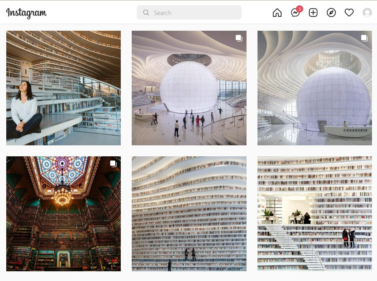 Hashtag &quot;Tianjin Binhai Library&quot; được phủ kín bởi những bức ảnh &quot;nghìn like&quot;.