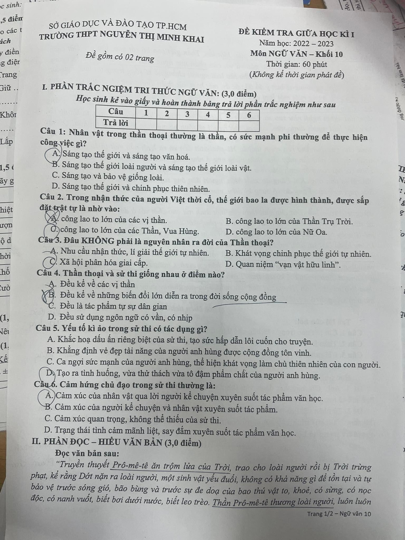 Đề thi trắc nghiệm môn Ngữ Văn của trường THPT Nguyễn Thị Minh Khai, TP.HCM. Đề thi trắc nghiệm môn Ngữ Văn của trường THPT Nguyễn Thị Minh Khai, TP.HCM.