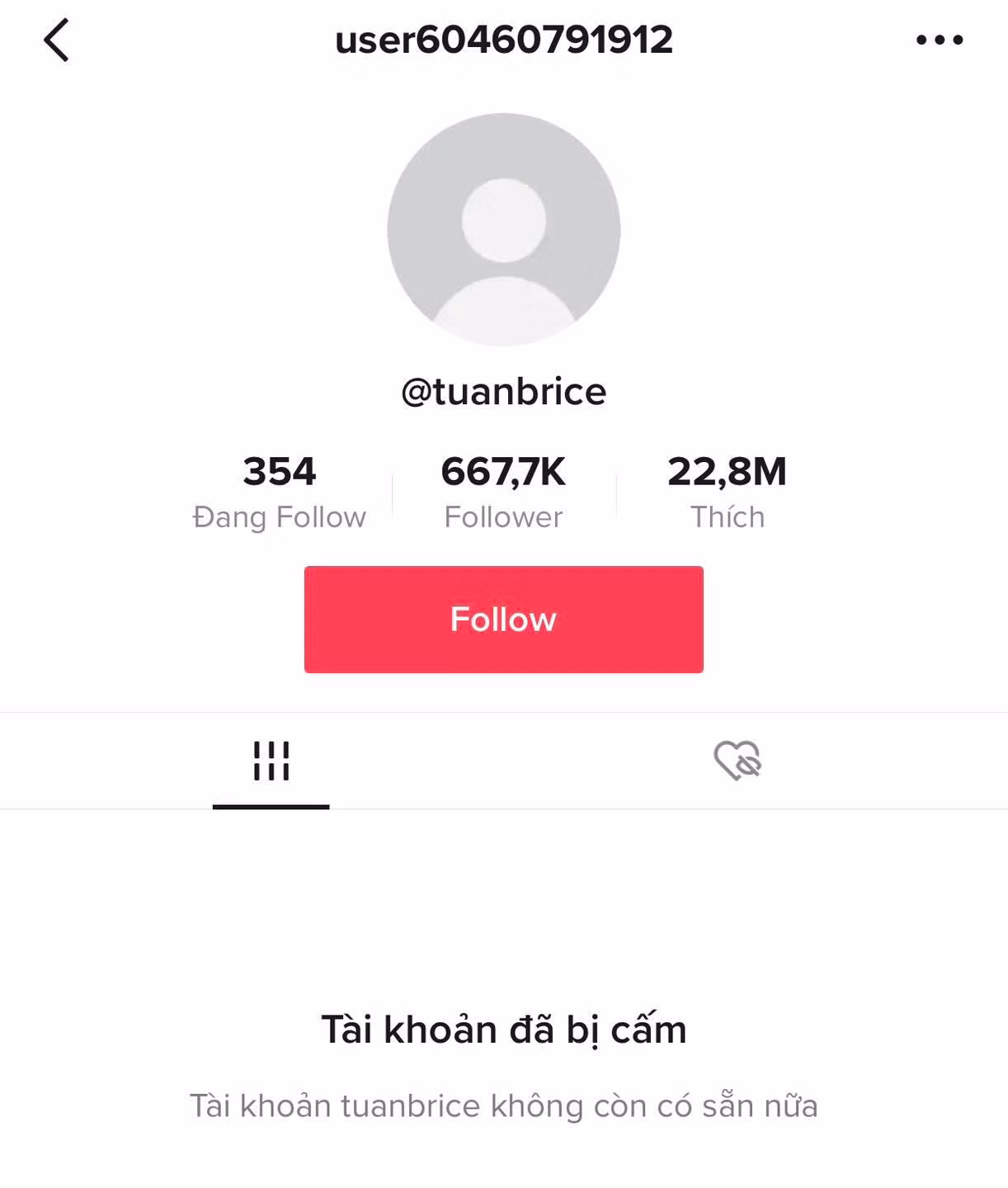 Tài khoản của nam TikToker đã bị cấm hoạt động vĩnh viễn trên TikTok.