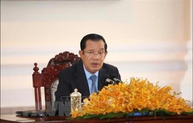 Chủ tịch Đảng Nhân dân Campuchia, Thủ tướng Chính phủ Vương quốc Campuchia Samdech Techo Hun Sen điện đàm với Tổng Bí thư Nguyễn Phú Trọng. (Ảnh: TTXVN phát).