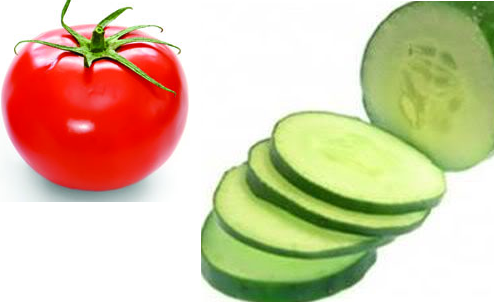 Dưa leo (dưa chuột), cà chua là những thực phẩm người bị bệnh gút nen dùng.