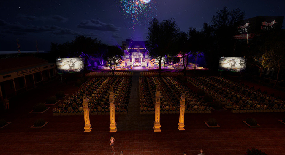 Phối cảnh chương trình nghệ thuật “Linh Lang - Khí thiêng hội tụ - Long Biên tỏa sáng” . Phối cảnh chương trình nghệ thuật “Linh Lang - Khí thiêng hội tụ - Long Biên tỏa sáng” .