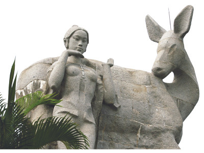 Tượng đài có hình ảnh con hươu biểu tượng của đảo hoa hậu