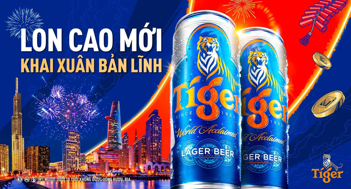 Tiger Beer gây ấn tượng với NTD bằng sản phẩm Tiger Lon Cao trong bao bì Tết sang trọng bắt mắt