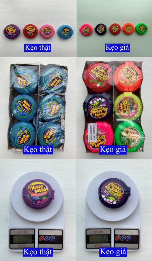 Định lượng kẹo giả cũng chỉ bằng một nửa kẹo thật