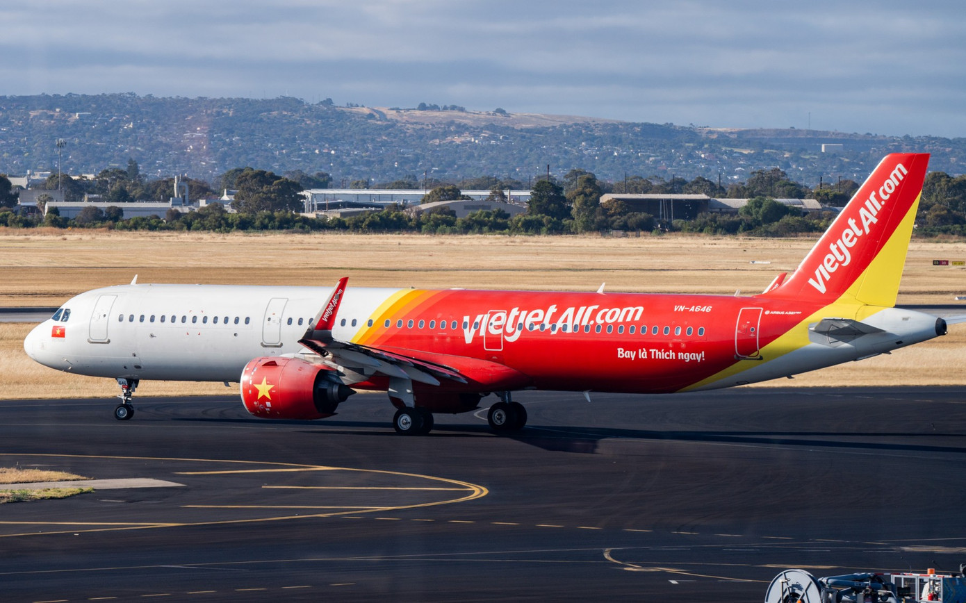 Tàu bay Vietjet tại sân bay Adelaide (Australia)
