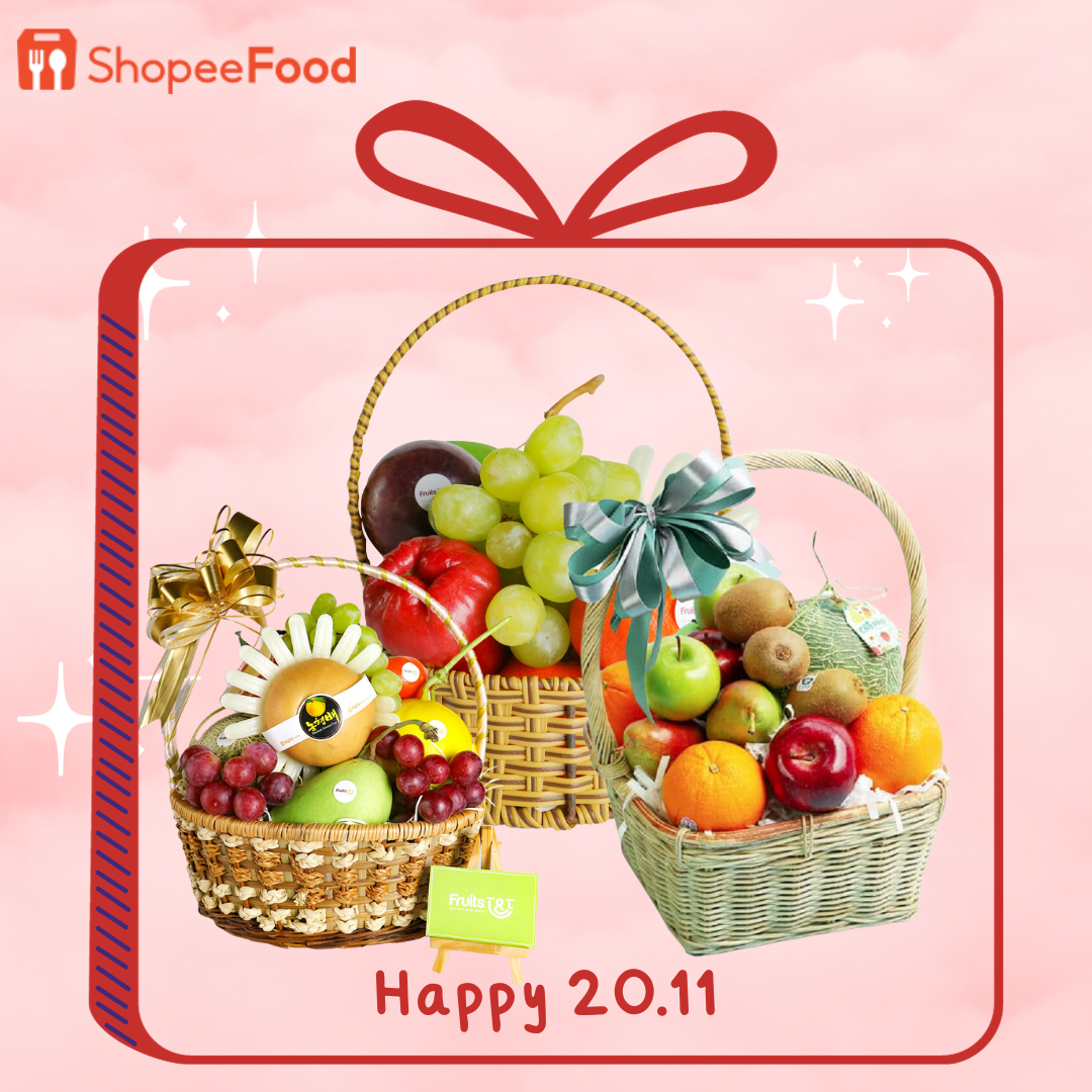 Những giỏ trái cây chất lượng được gói ghém xinh đẹp từ Morning Fruit, 3F Fruit, T Fruit,... trên ShopeeFood chắc chắn sẽ khiến thầy cô xúc động.