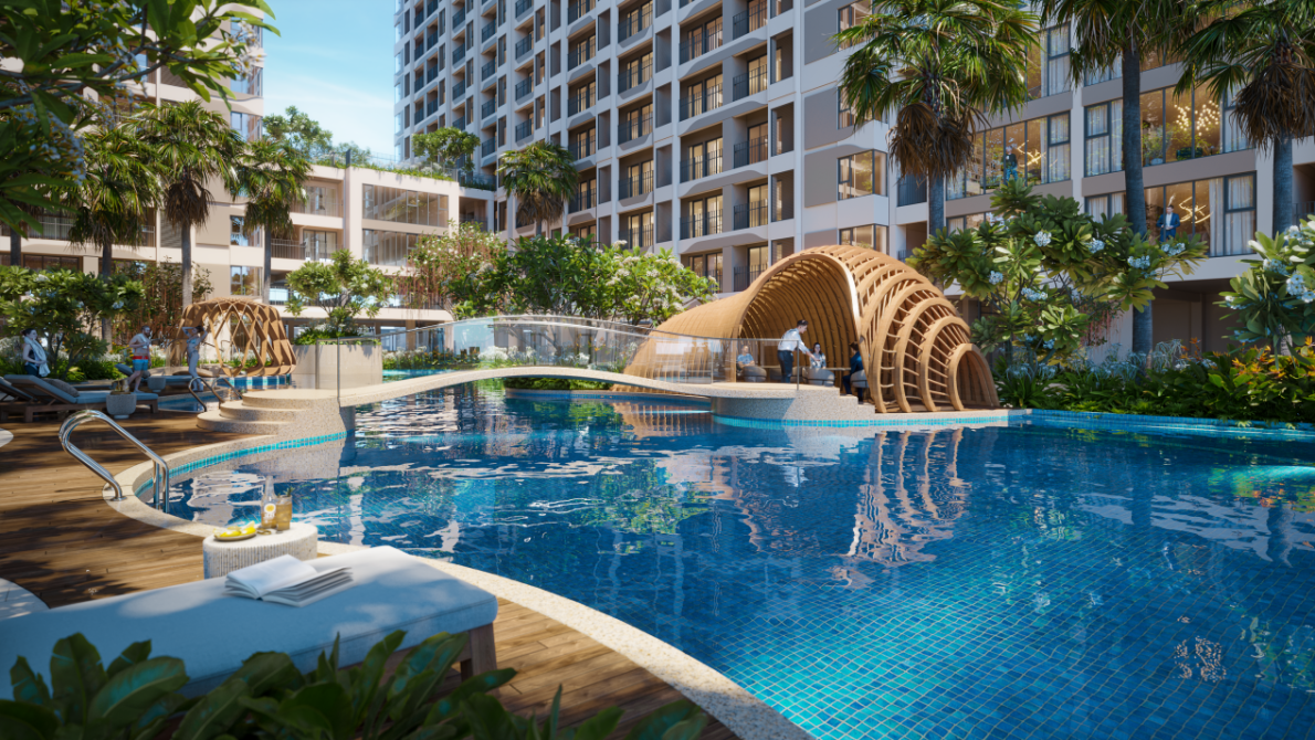 Hồ bơi resort 1.700 m2 tại dự án