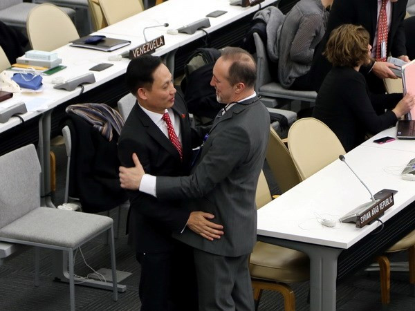 Các nước chúc mừng Việt Nam trúng cử với số phiếu bầu cao nhất. (Ảnh: Lê Dương-Quang Tuyến/Vietnam+. Các nước chúc mừng Việt Nam trúng cử với số phiếu bầu cao nhất. (Ảnh: Lê Dương-Quang Tuyến/Vietnam+