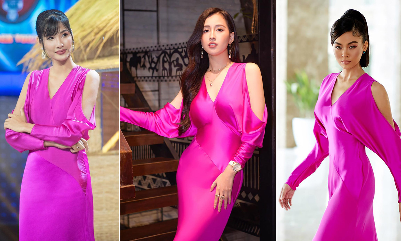 Là một trong những mỹ nhân đình đám của showbiz Việt, Mai Phương Thuý không ít lần đụng hàng những đàn em nổi tiếng. Tuy vậy, nhờ nhan sắc ngày càng mặn mà, quyến rũ và sở hữu những 'số đo vàng' nên Hoa hậu Việt Nam 2006 vẫn hoàn toàn nổi bật.