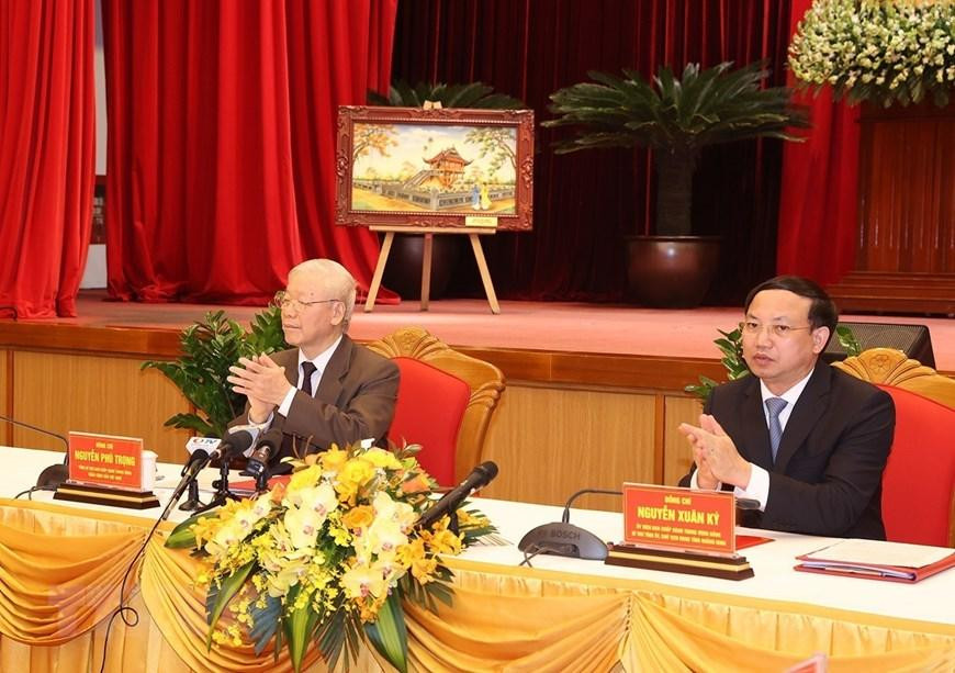 Tổng Bí thư Nguyễn Phú Trọng tại buổi làm việc với Ban Thường vụ Tỉnh ủy và lãnh đạo chủ chốt tỉnh Quảng Ninh. Ảnh: Trí Dũng/TTXVN. Tổng Bí thư Nguyễn Phú Trọng tại buổi làm việc với Ban Thường vụ Tỉnh ủy và lãnh đạo chủ chốt tỉnh Quảng Ninh. Ảnh: Trí Dũng/TTXVN.