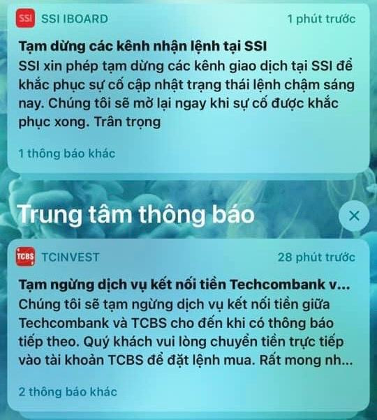 Thông báo của SSI và TCBS sáng nay 7/7 Thông báo của SSI và TCBS sáng nay 7/7
