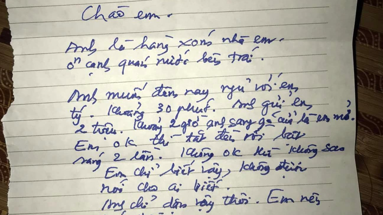 Hình ảnh bức thư được đăng tải lên mạng xã hội. Hình ảnh bức thư được đăng tải lên mạng xã hội.
