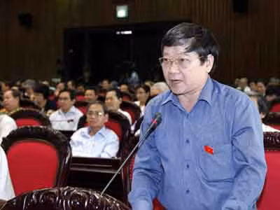 ĐB Lê Như Tiến phát biểu chất vấn. Ảnh: Hồng Vĩnh