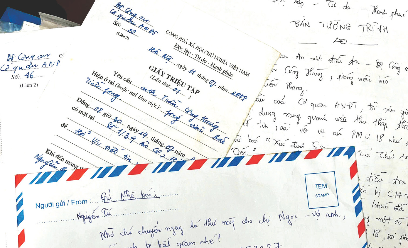 Bức thư cùng một số giấy tờ liên quan vụ án vừa được tìm thấy tại Phòng TKTS Báo Tiền Phong