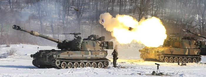 Xe tăng Hàn Quốc trên đảo Paju hôm 2-1