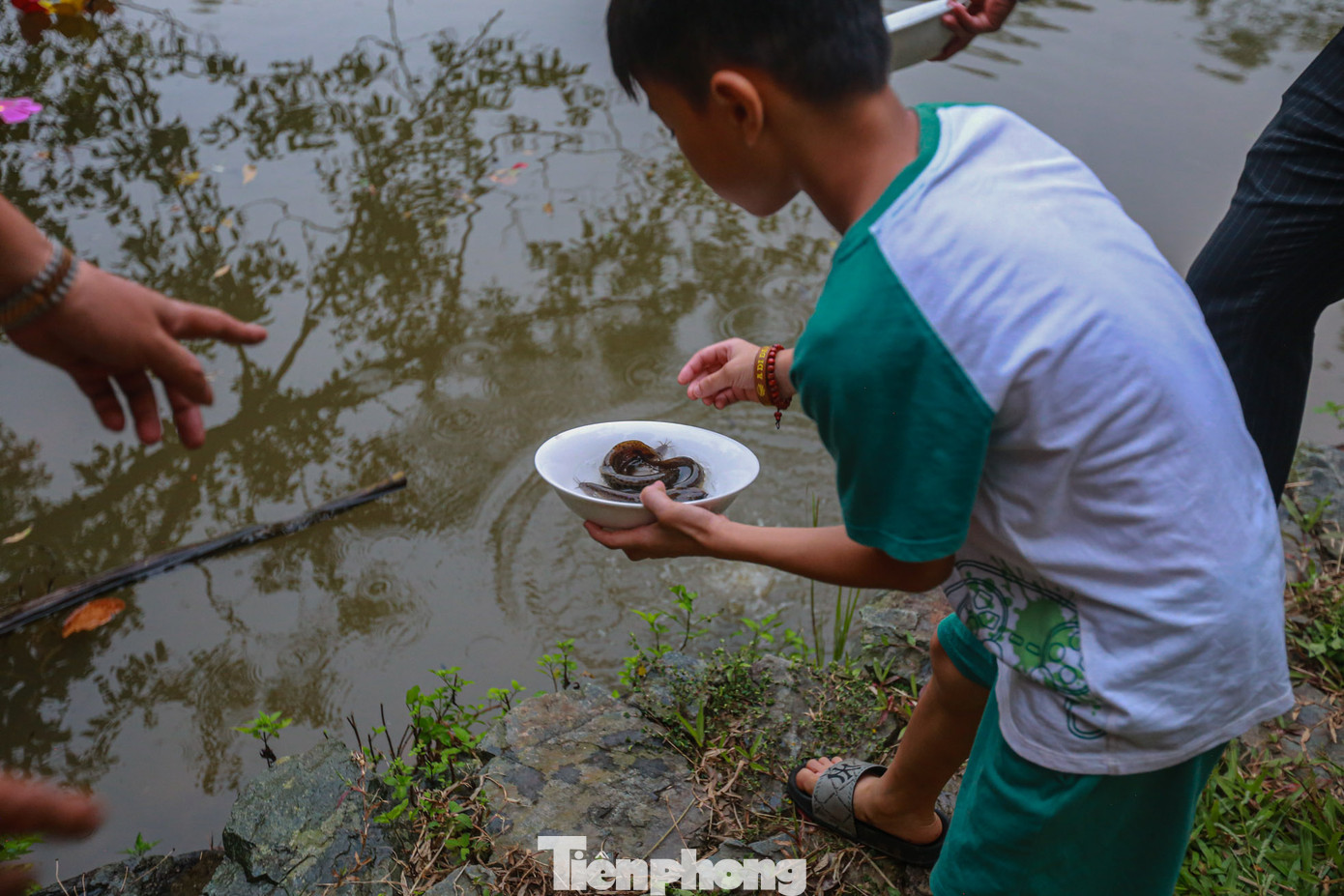 Cùng với việc thả hoa đăng, người dân thực hiện nghi thức phóng sinh trong Đại lễ Vu Lan báo hiếu.