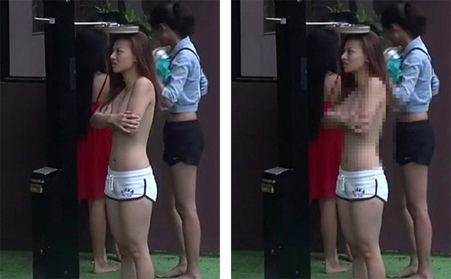 Hình ảnh bộ phận truyền thông của BHD gửi đi các báo (trái) và đã bị xóa mờ khi phát trên sóng truyền hình. Hình ảnh bộ phận truyền thông của BHD gửi đi các báo (trái) và đã bị xóa mờ khi phát trên sóng truyền hình