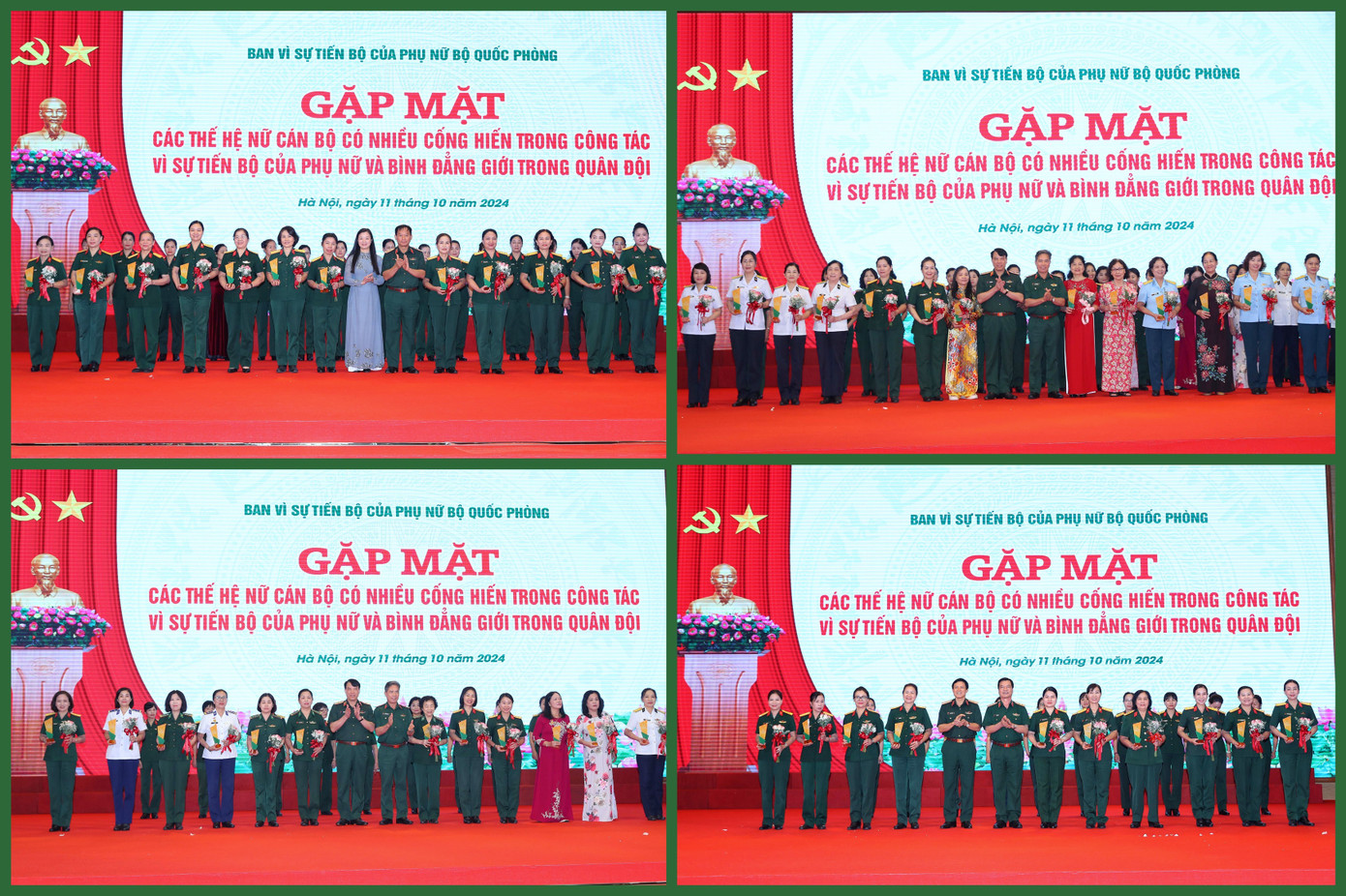 Trao biểu trưng tặng các thế hệ chỉ huy Ban Phụ nữ, nữ cán bộ, nhân viên chuyên trách công tác phụ nữ ở các cơ quan, đơn vị trong toàn quân.