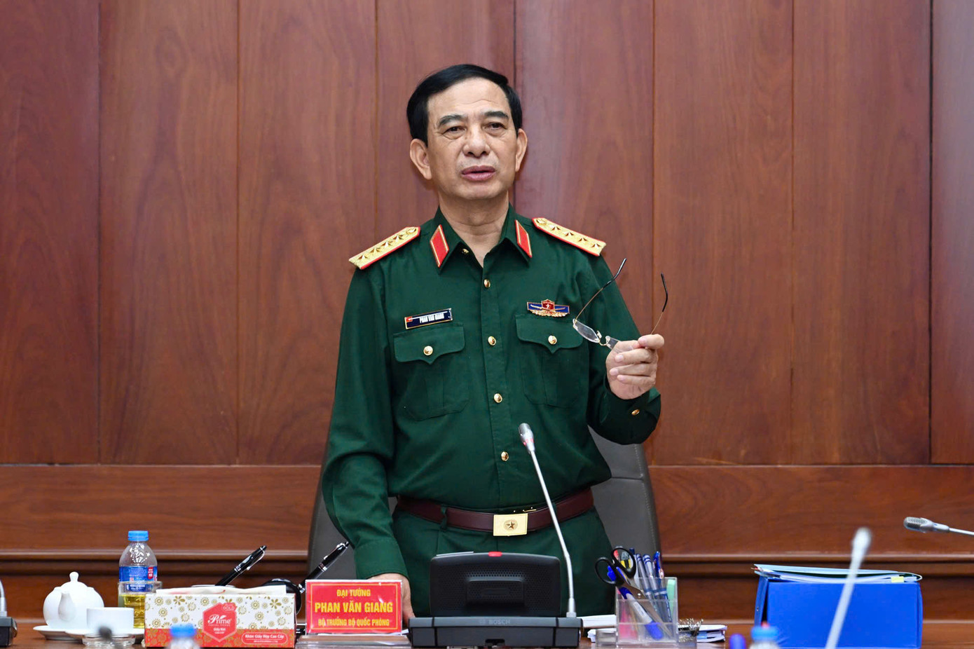 Đại tướng Phan Văn Giang phát biểu tại hội nghị.