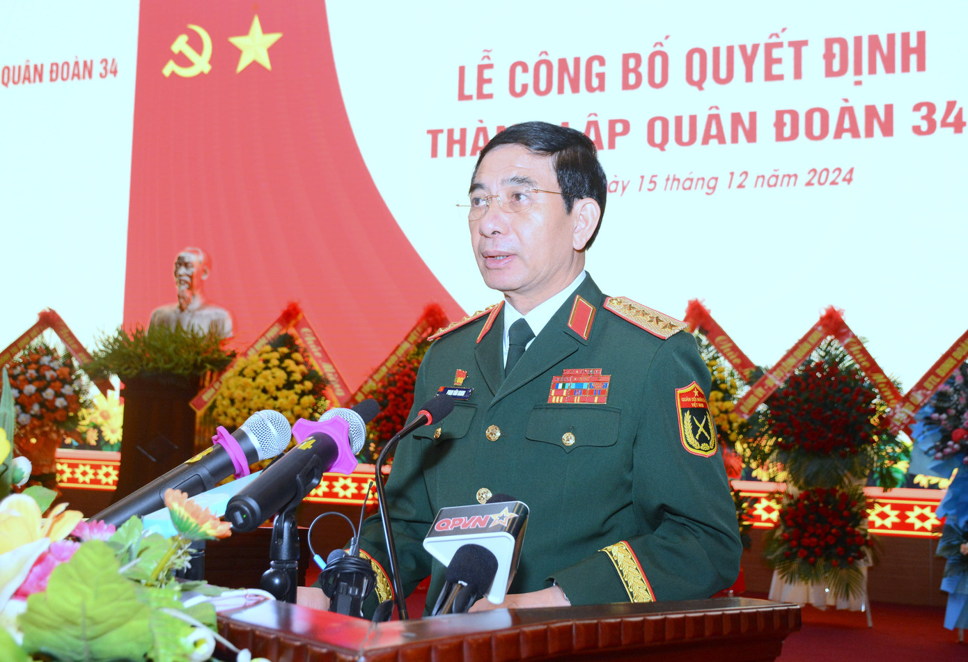 Đại tướng Phan Văn Giang phát biểu chỉ đạo tại Lễ công bố Quyết định thành lập Quân đoàn 34.