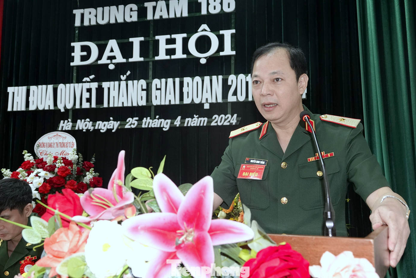 Thiếu tướng Nguyễn Minh Thắng - Bí thư Đảng ủy, Chính ủy Bộ tư lệnh 86, phát biểu chỉ đạo đại hội.