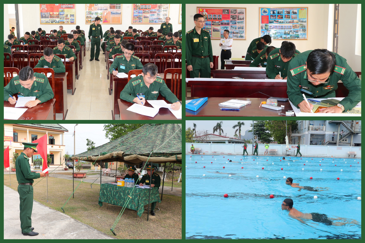 Thí sinh tham gia các phần thi nhận thức lý luận chung theo chức trách, nhiệm vụ; tác nghiệp hải đồ; xử lý các tình huống trong tổ chức chỉ huy quản lý, bảo vệ giữ gìn an ninh trật tự biên giới biển; bơi tự do 500m theo lứa tuổi.