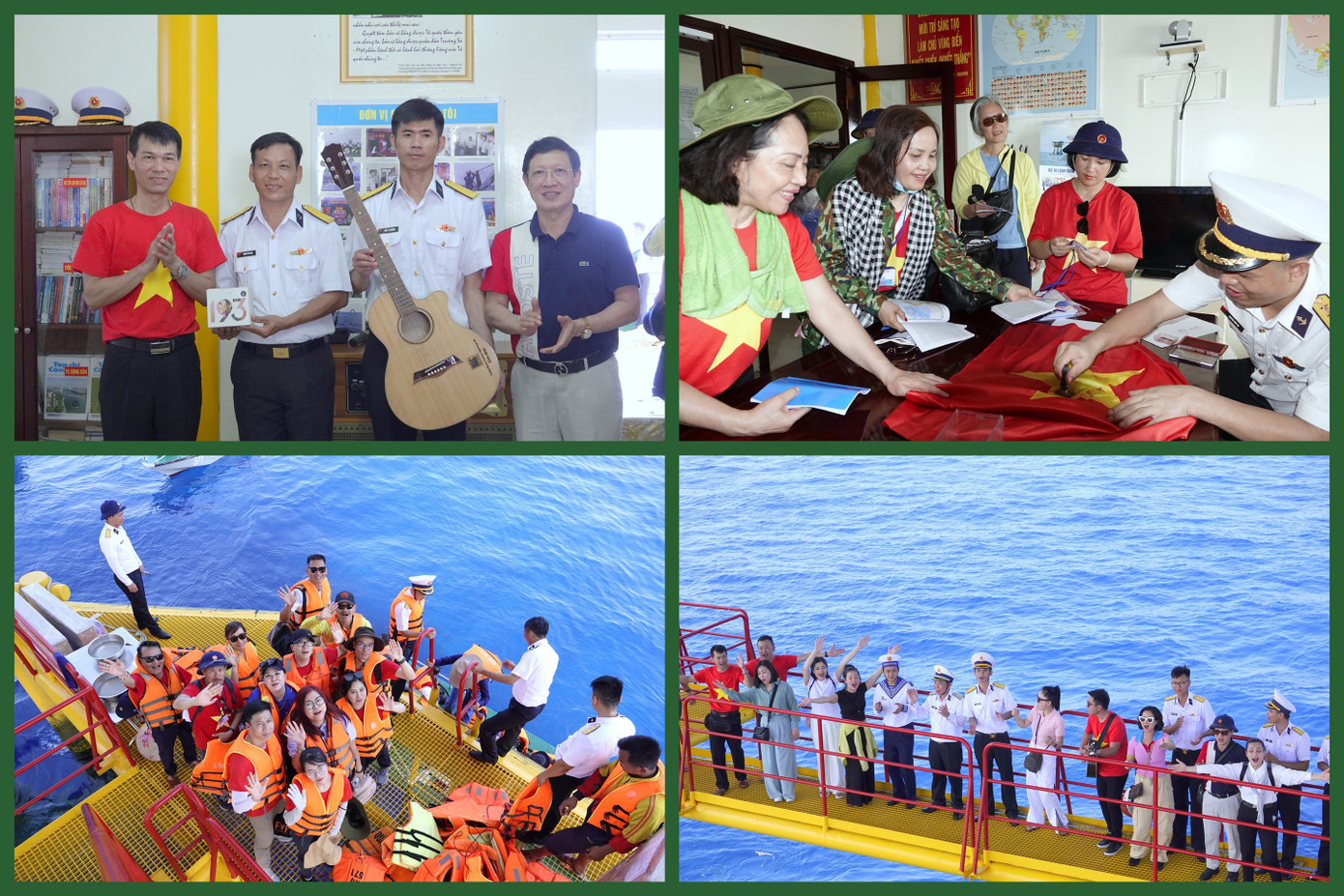 Cán bộ, chiến sĩ Nhà giàn DK1 đón đoàn công tác ra thăm, động viên và trao gửi những tình cảm hậu phương ruột thịt.