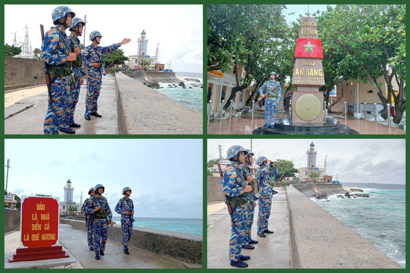 Chiến sĩ đảo An Bang tuần tra, canh gác bảo vệ mục tiêu. Chiến sĩ đảo An Bang tuần tra, canh gác bảo vệ mục tiêu.