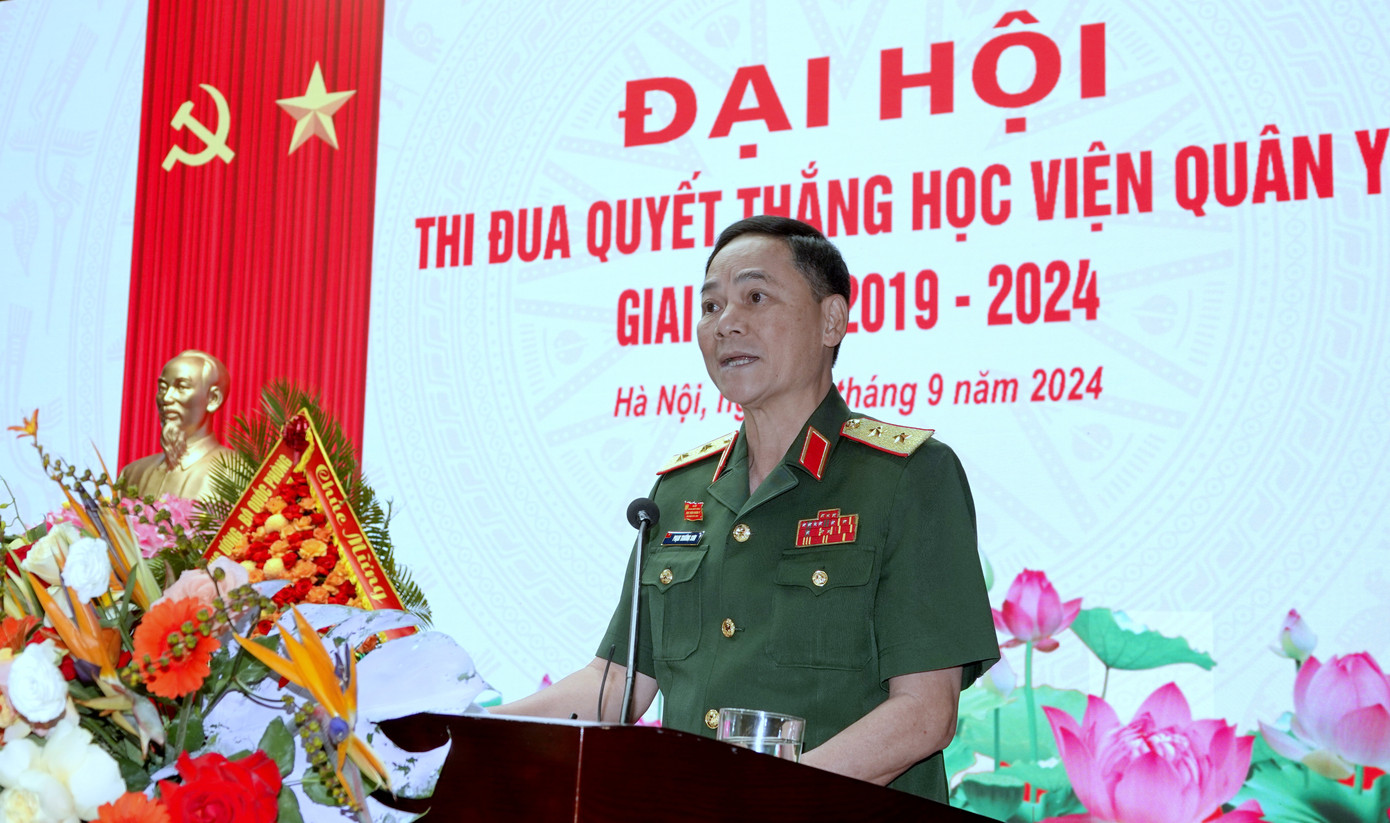 Trung tướng Phạm Trường Sơn phát biểu tại đại hội. Trung tướng Phạm Trường Sơn phát biểu tại đại hội.