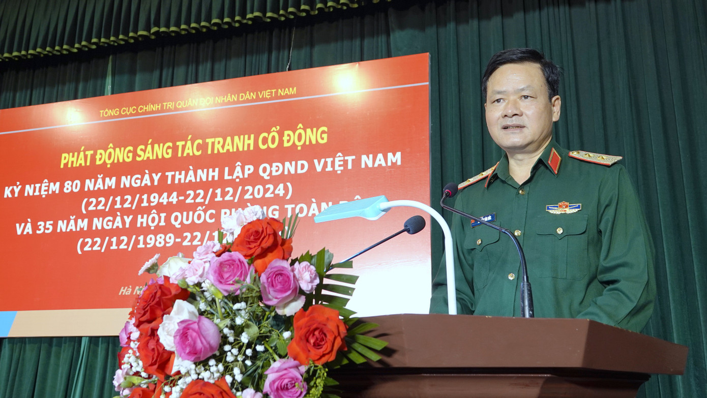 Chủ trì lễ phát động, Trung tướng Nguyễn Văn Đức - Cục trưởng Cục Tuyên huấn (Tổng cục Chính trị Quân đội nhân dân Việt Nam).