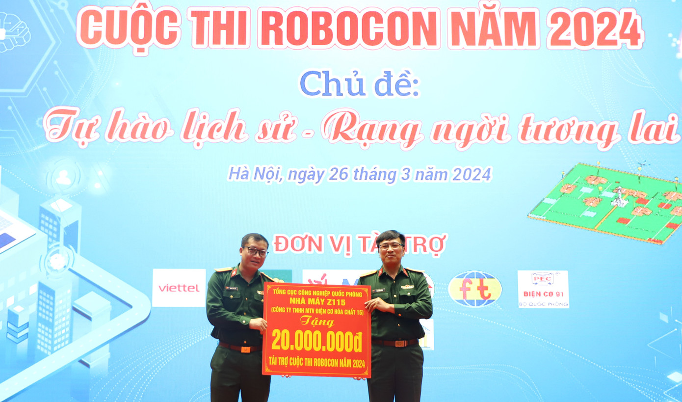 Các cơ quan, đơn vị trong và ngoài Quân đội ủng hộ kinh phí góp phần tổ chức thành công Cuộc thi Robocon năm 2024 và hỗ trợ các đội thi có điều kiện tốt hơn trong việc hoàn thiện và phát triển robot. Các cơ quan, đơn vị trong và ngoài Quân đội ủng hộ kinh phí góp phần tổ chức thành công Cuộc thi Robocon năm 2024 và hỗ trợ các đội thi có điều kiện tốt hơn trong việc hoàn thiện và phát triển robot.