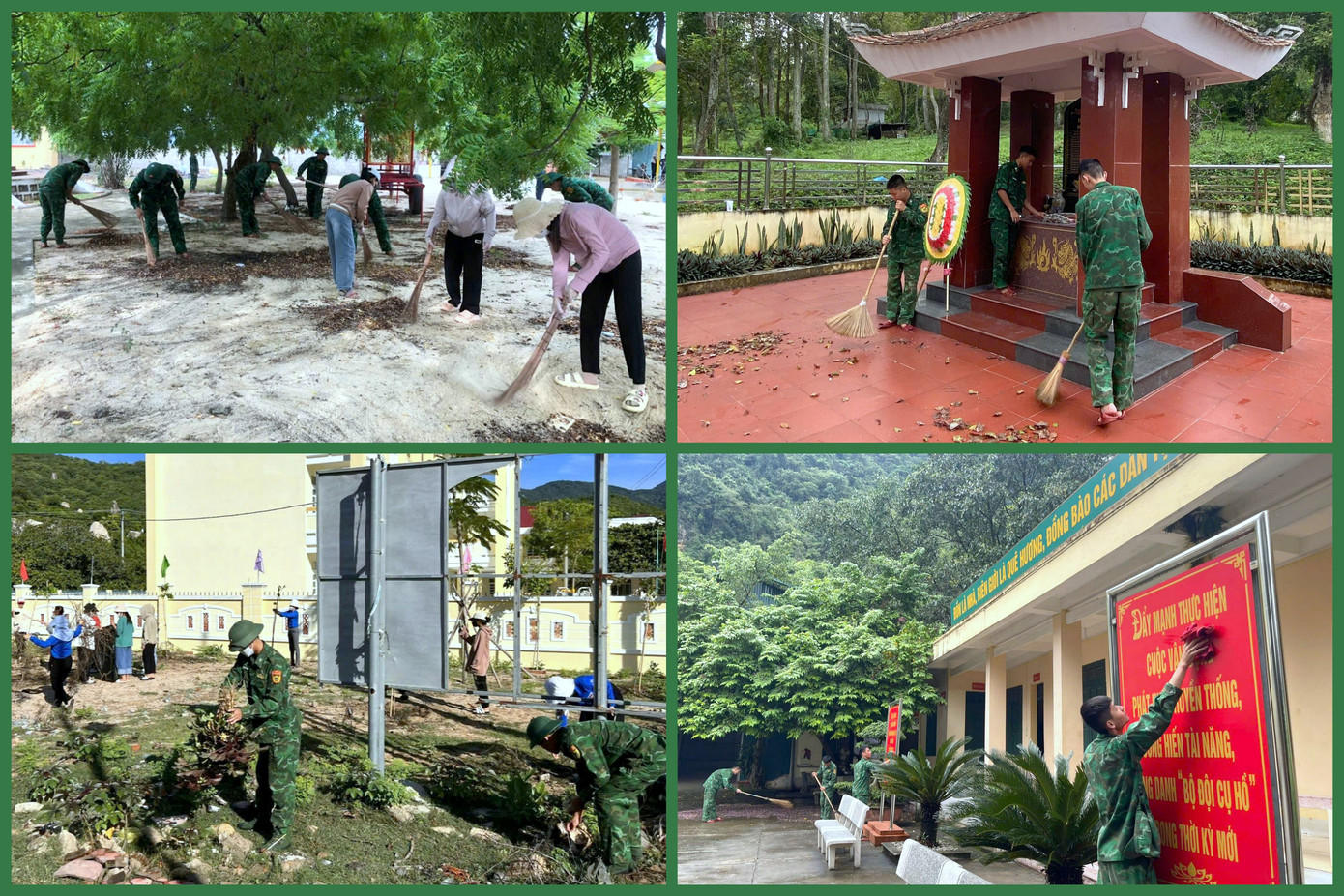 Cán bộ, đoàn viên thanh niên Bộ đội Biên phòng Ninh Thuận và Cao Bằng hưởng ứng Ngày Chủ nhật xanh.