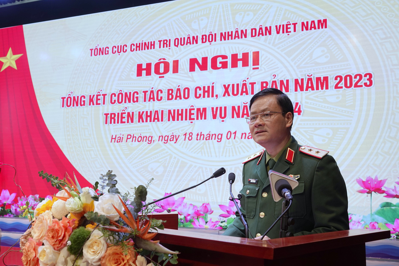 Trung tướng Nguyễn Văn Đức - Cục trưởng Cục Tuyên huấn, thông tin về các kết quả nổi bật trong công tác báo chí, xuất bản năm 2023.