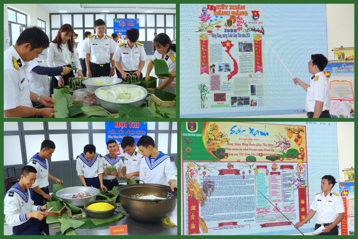 Hội thi gói bánh chưng và báo tường chào xuân mới của Trung tâm Bảo đảm kỹ thuật (Vùng 2 Hải quân).