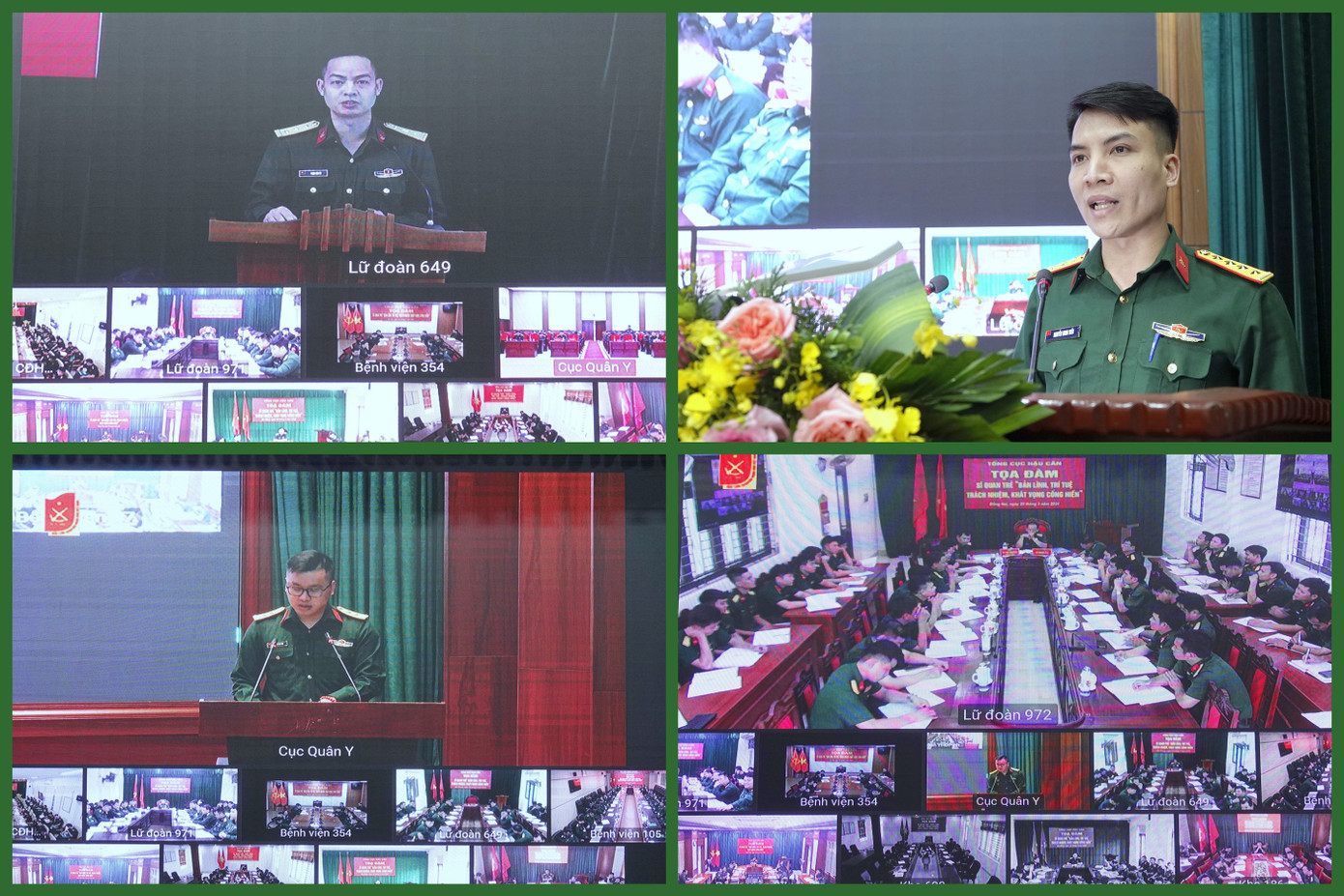 Đại biểu sĩ quan trẻ tại các điểm cầu đã nêu nhiều kiến nghị, đề xuất với lãnh đạo Tổng cục Hậu cần trong cuộc tọa đàm.