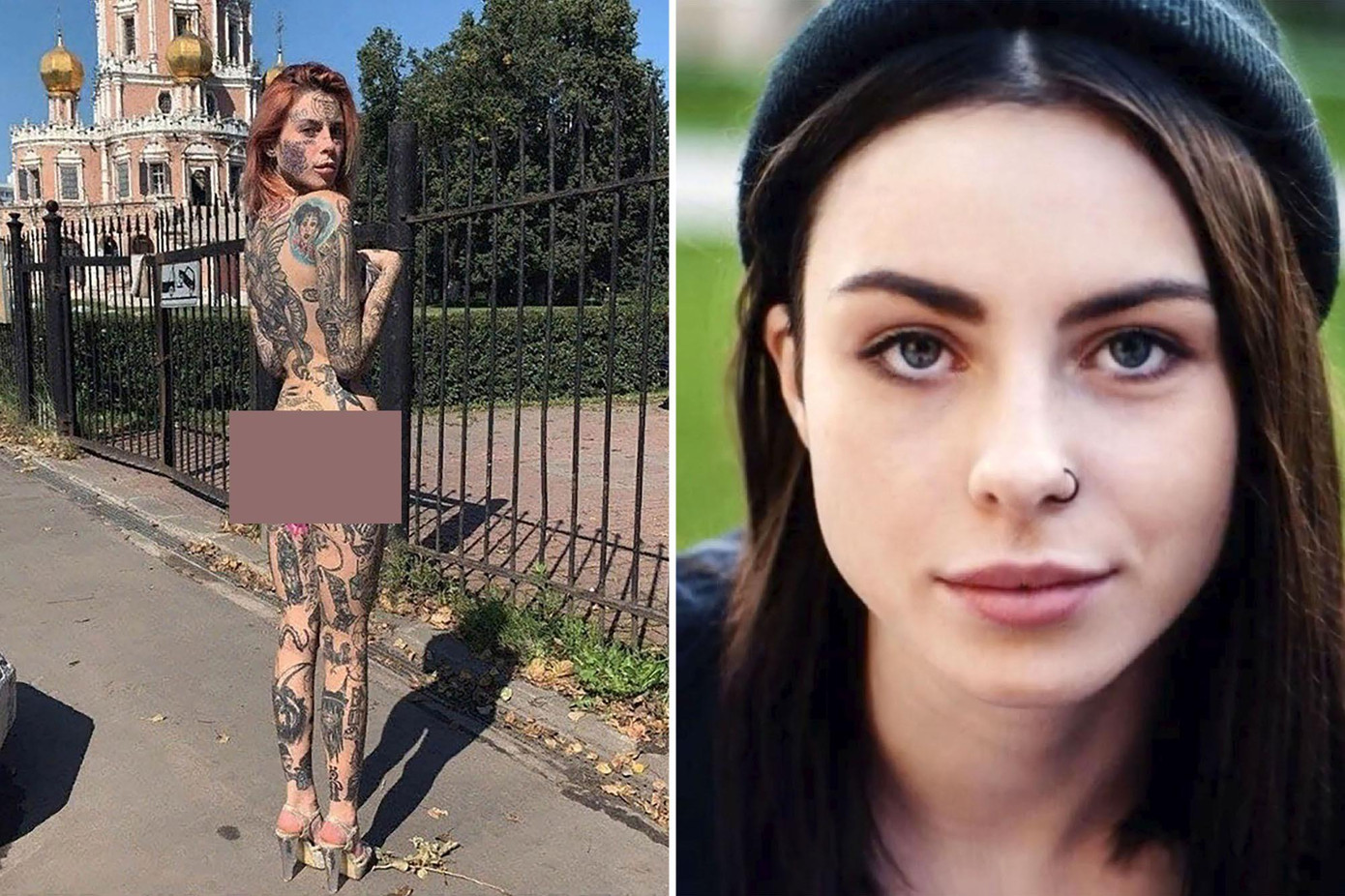 Nữ streamer chụp ảnh khỏa thân bên ngoài Nhà thờ Đức mẹ Đồng trinh ở Moscow.