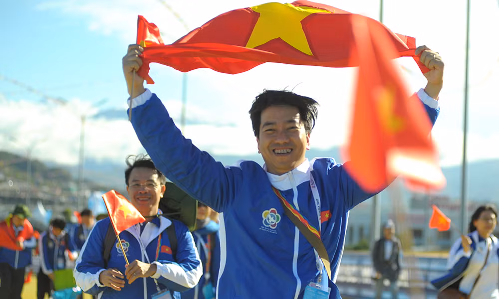 Quốc kỳ Việt Nam tung bay ở Festival thanh niên, sinh viên thế giới 19 ảnh 6