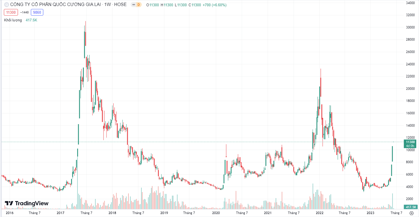 Cổ phiếu QCG tăng hơn 120% chỉ sau 12 phiên.