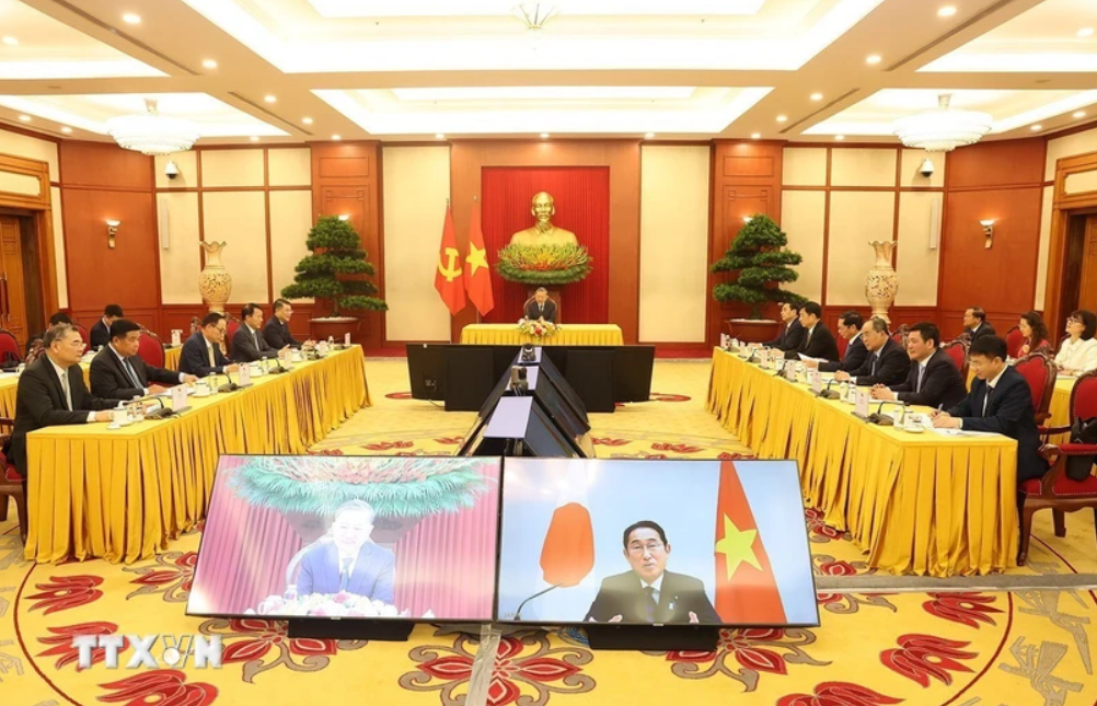 Tổng Bí thư, Chủ tịch nước Tô Lâm điện đàm với Chủ tịch Đảng Dân chủ Tự do Nhật Bản, Thủ tướng Nhật Bản Kishida Fumio. Ảnh: Trí Dũng/TTXVN.