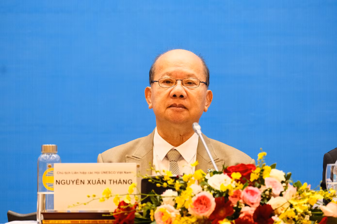 Ông Nguyễn Xuân Thắng - Chủ tịch Liên hiệp các hội UNESCO Việt Nam- phát biểu tại hội nghị.