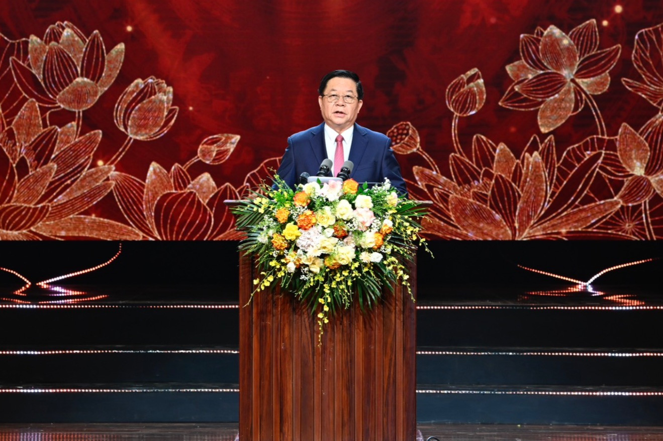 Bí thư T.Ư Đảng, Trưởng Ban Tuyên giáo T.Ư Nguyễn Trọng Nghĩa phát biểu tại lễ trao giải.