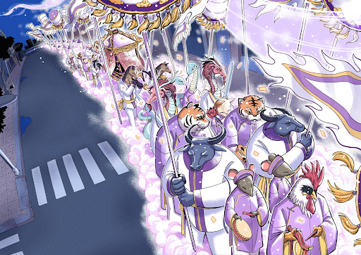 Hình ảnh lễ rước 12 con giáp trong truyện được lấy cảm hứng từ Lễ hội Kỳ Yên - lễ hội cầu an lớn nhất ở vùng Nam Bộ.