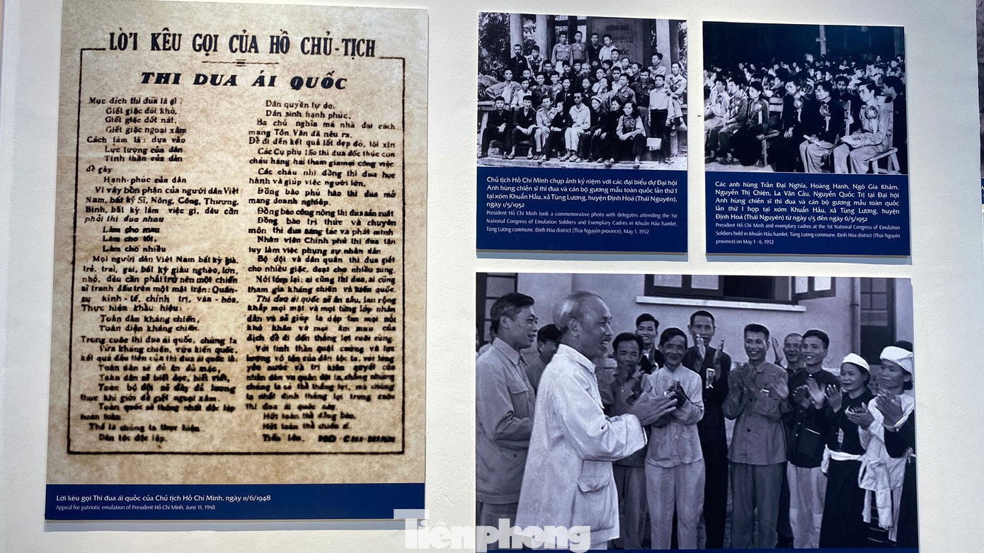 Hơn 200 hiện vật, tài liệu, hình ảnh giới thiệu về 75 năm Lời kêu gọi thi đua ái quốc, phong trào thi đua yêu nước qua các thời kỳ lịch sử.