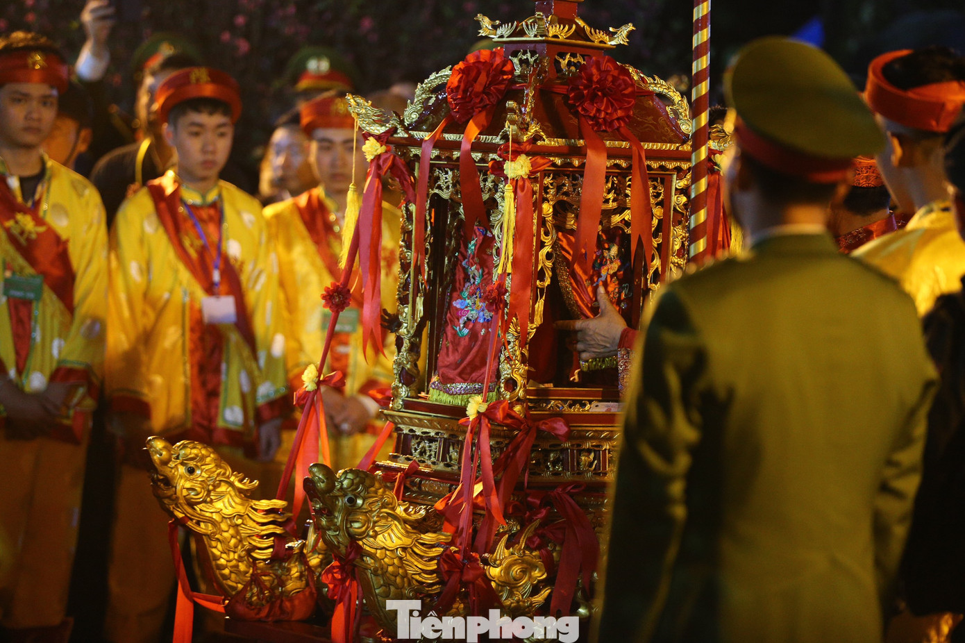 Ông Phạm Duy Hưng, Chủ tịch UBND thành phố Nam Định cho biết Lễ khai ấn đền Trần vào đêm 14, rạng sáng 15 tháng Giêng âm lịch đã được Bộ VHTTDL công nhận là Di sản văn hóa phi vật thể quốc gia. Ảnh: TRỌNG TÀI.