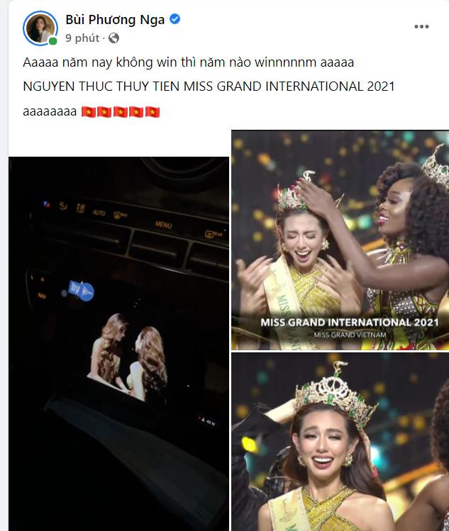 Á hậu Phương Nga vỡ òa hạnh phúc chúc mừng Thùy Tiên.