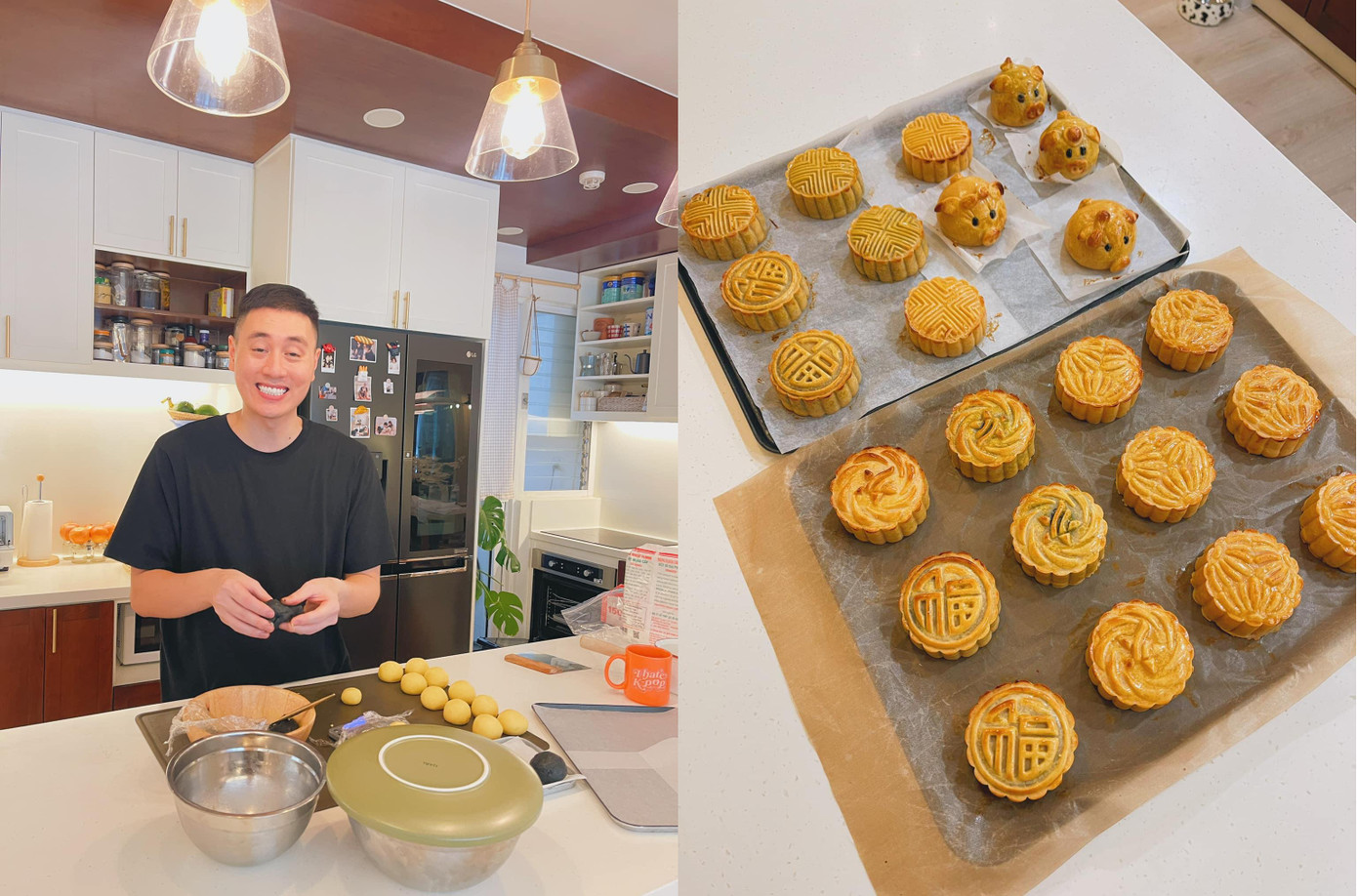 Nổi tiếng là vlogger sành nấu ăn, diễn viên Kiên Hoàng tự tay làm mẻ bánh Trung thu tặng con gái và bà xã. Nổi tiếng là vlogger sành nấu ăn, diễn viên Kiên Hoàng tự tay làm mẻ bánh Trung thu tặng con gái và bà xã.